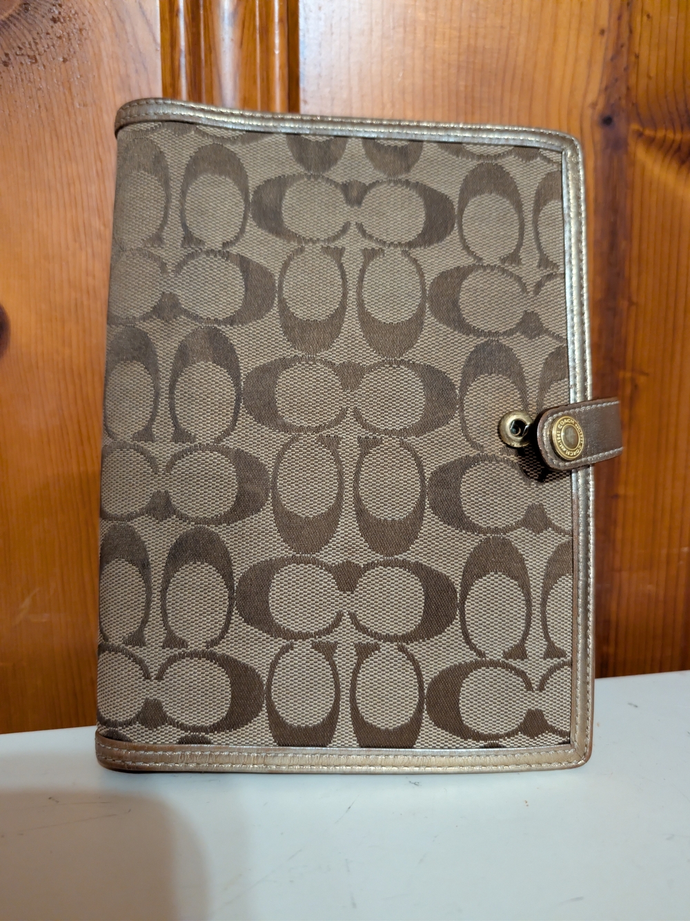 Vintage Coach Signature Canvas Tab Closure Organizer in Brown